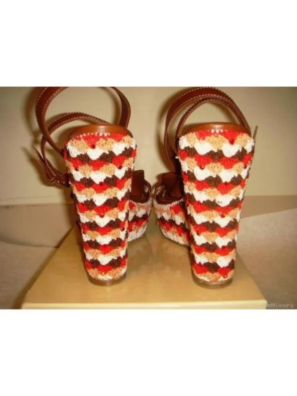 Sergio Rossi Crochet Platform Wedges Heels Shoes 38 EUR 8 US New In Box